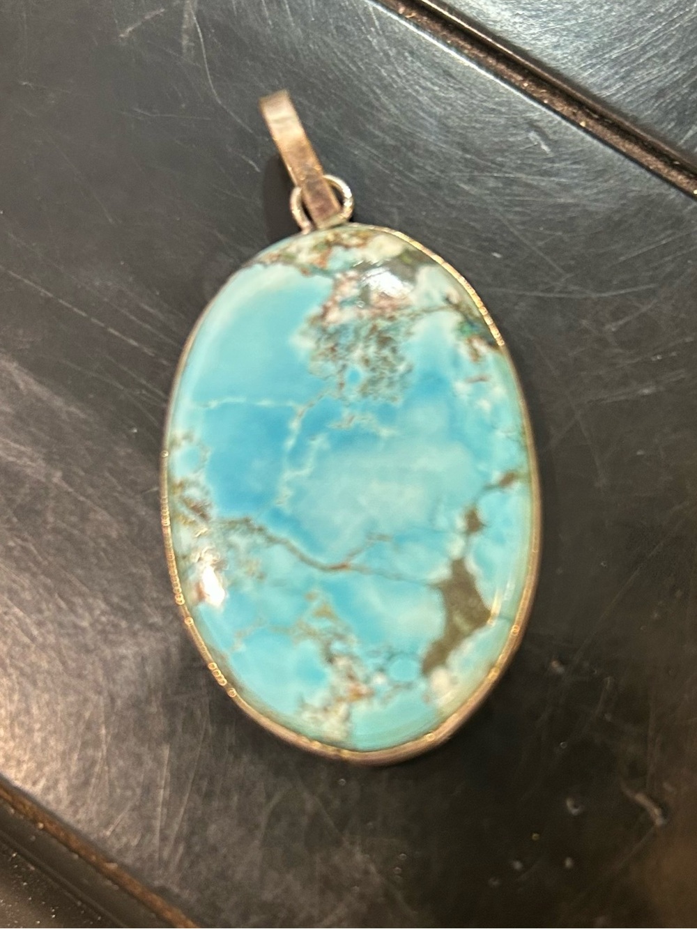 Source Unknown Oval Turquoise-Blue Stone Pendant Necklace